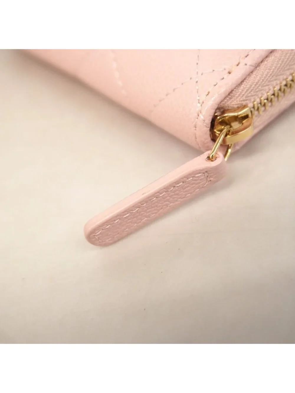 Chanel Coin Purse Quilted Caviar Leather Pink Gold